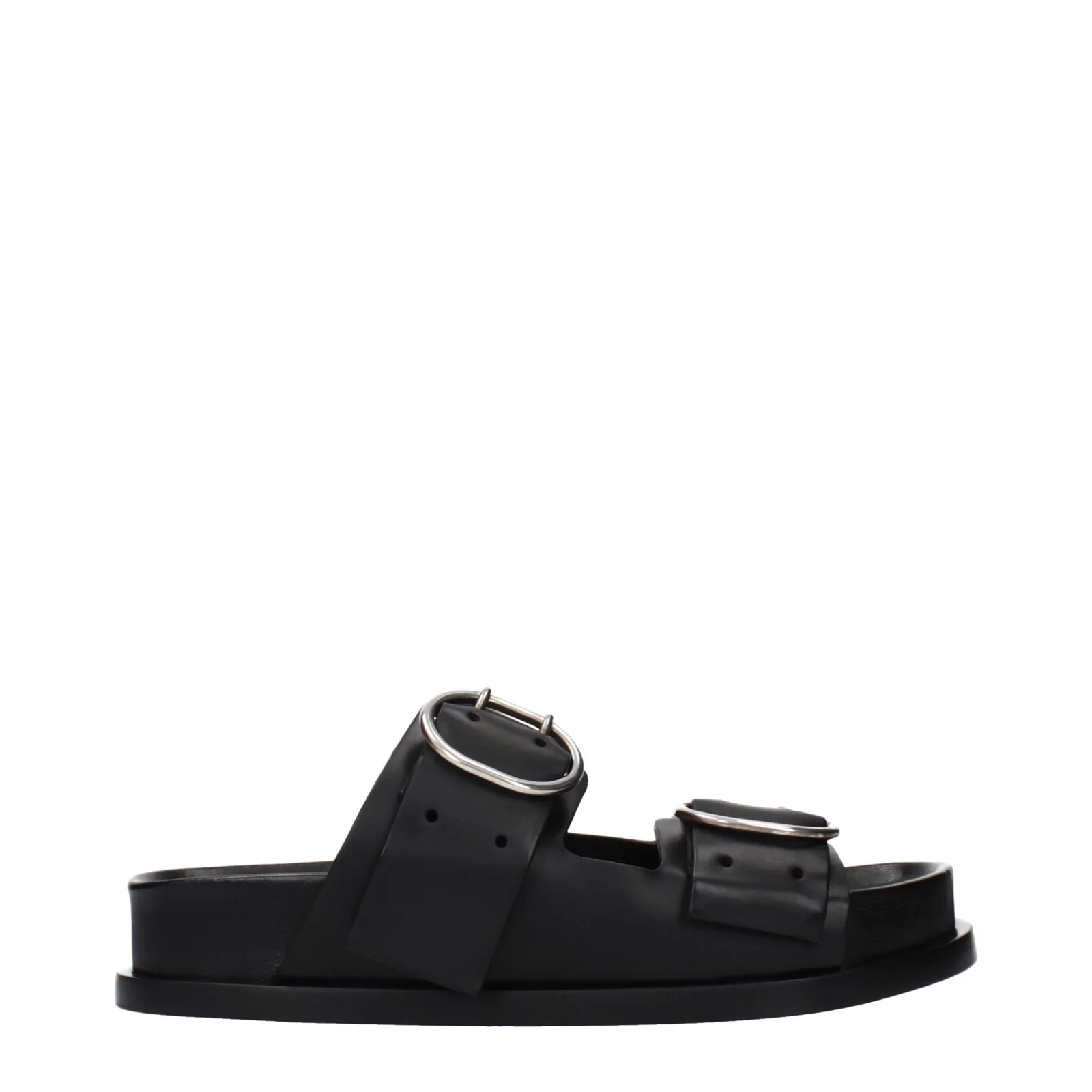 Women's Black Leather Slippers