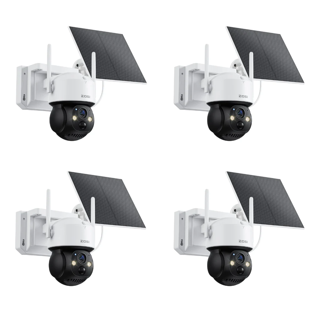ZOSI UK Store C291 4MP Battery Powered CCTV Camera + 32GB Card + No Monthly Fee, 4PACK