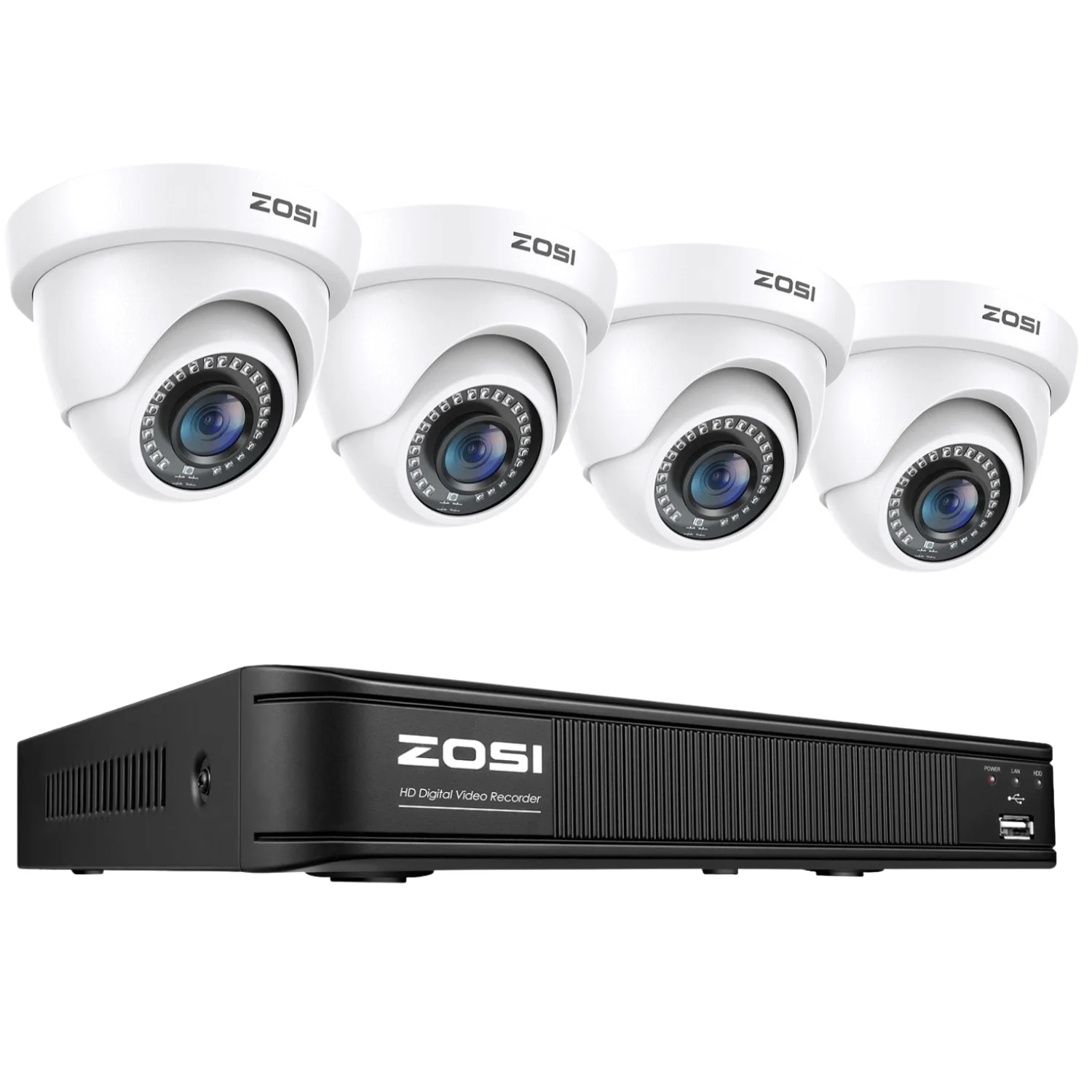 Zosi Official Store C419 1080P 8CH CCTV Security Camera System + Optional Hard Drive, 4 / No Hard Drive / White