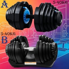 Adjustable Dumbbells Weights 40kg Single Home Gym Fitness Equipment Workout Set