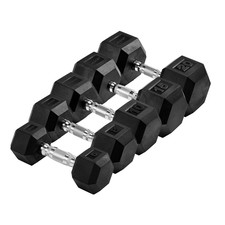 ADABT Hex Dumbbells Cast Iron Rubber Free Weights for Home & Gym - Single & Sets