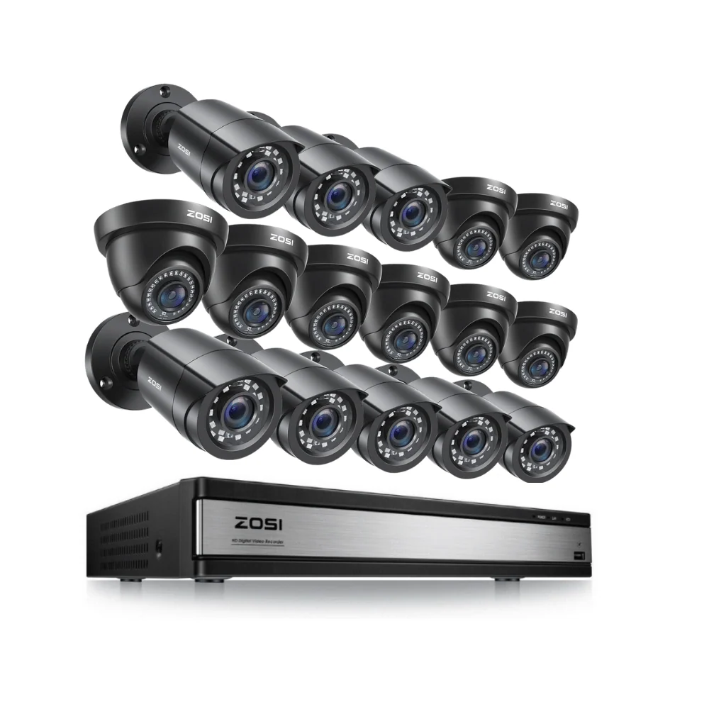 ZOSI UK Store [DIY Bundle]16 Channel CCTV System + Up to 16 Dome/Bulle Cameras + 2TB/4TB, 2TB / 8*Dome+8*Bullet