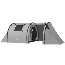 Outsunny 2 Room Camping Family Tent for 3-4 Man, 3000mm Waterproof, Grey