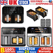12L Dual Zone Digital Air Fryer Oven Cooker Oil Free LowFat Rapid Kitchen XXL