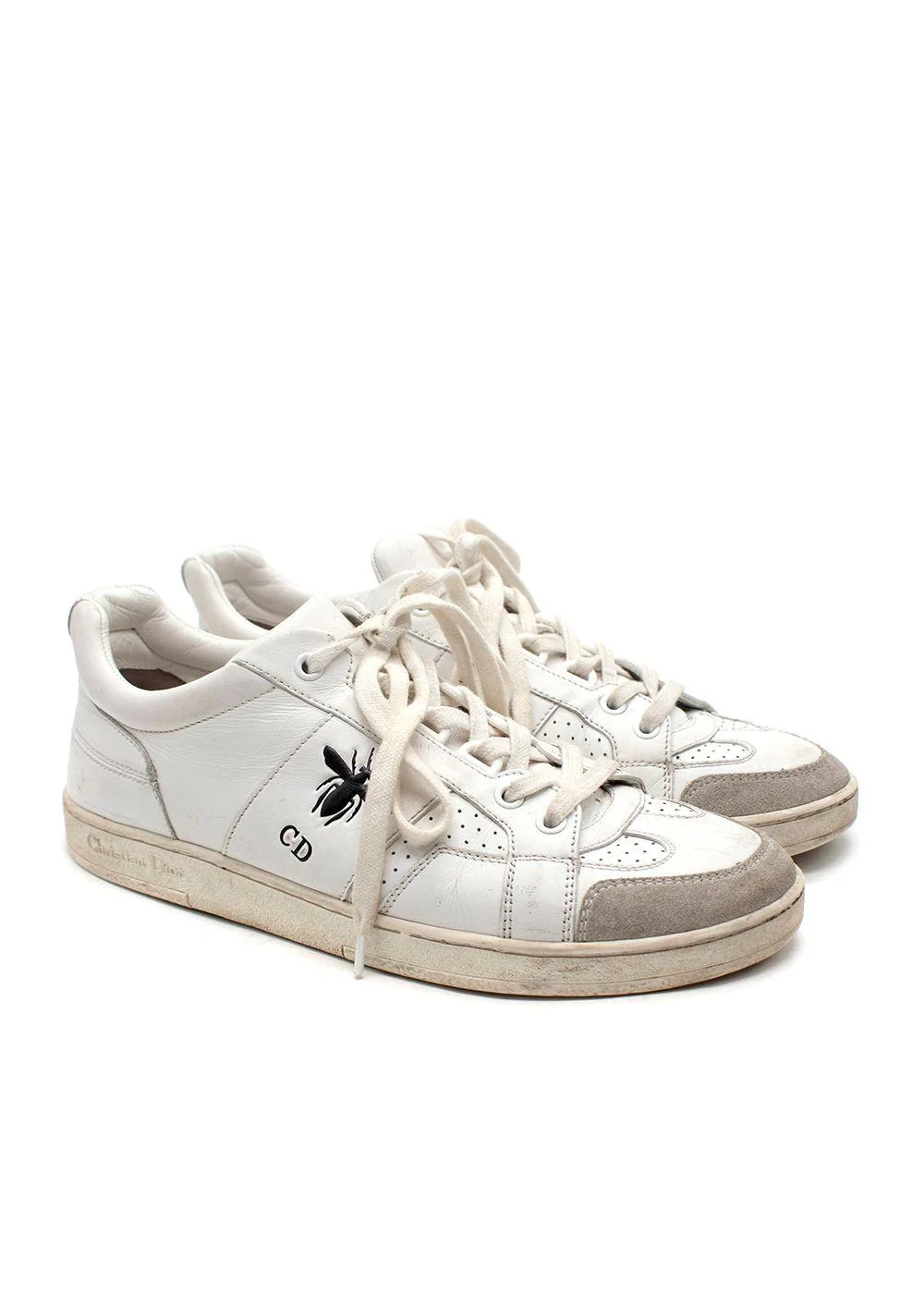 Dior White Suede Toe Cap Leather Bee Trainers