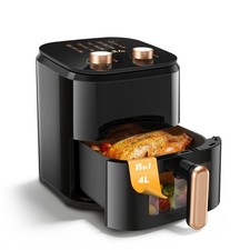 4L Small Manual Air Fryer, Rapid Air Circulation, 60 Min Timer, Adjustable 200℃