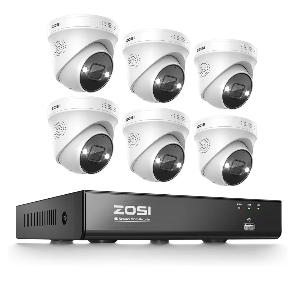 Zosi Official Store C225 5MP PoE Security Camera System + 4K 8CH PoE NVR with 2TB HDD, NO HDD / 6