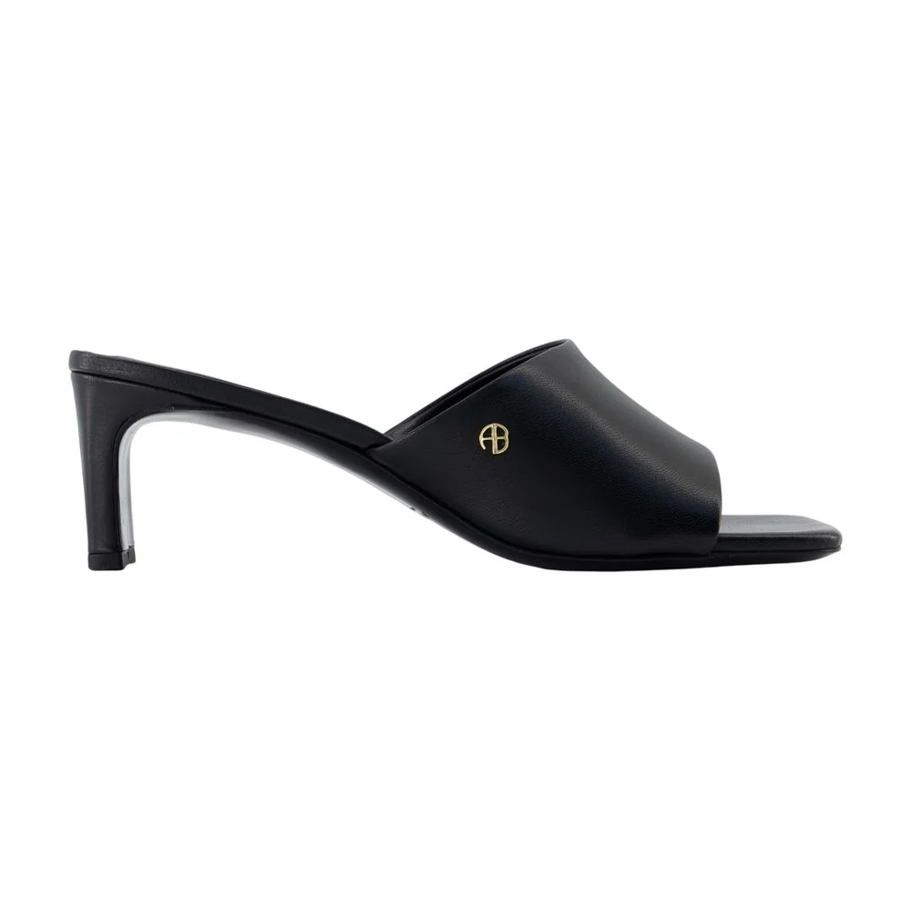Women's Jayden Mules - Anine Bing Leather Black Lambskin Shoes Sandals
